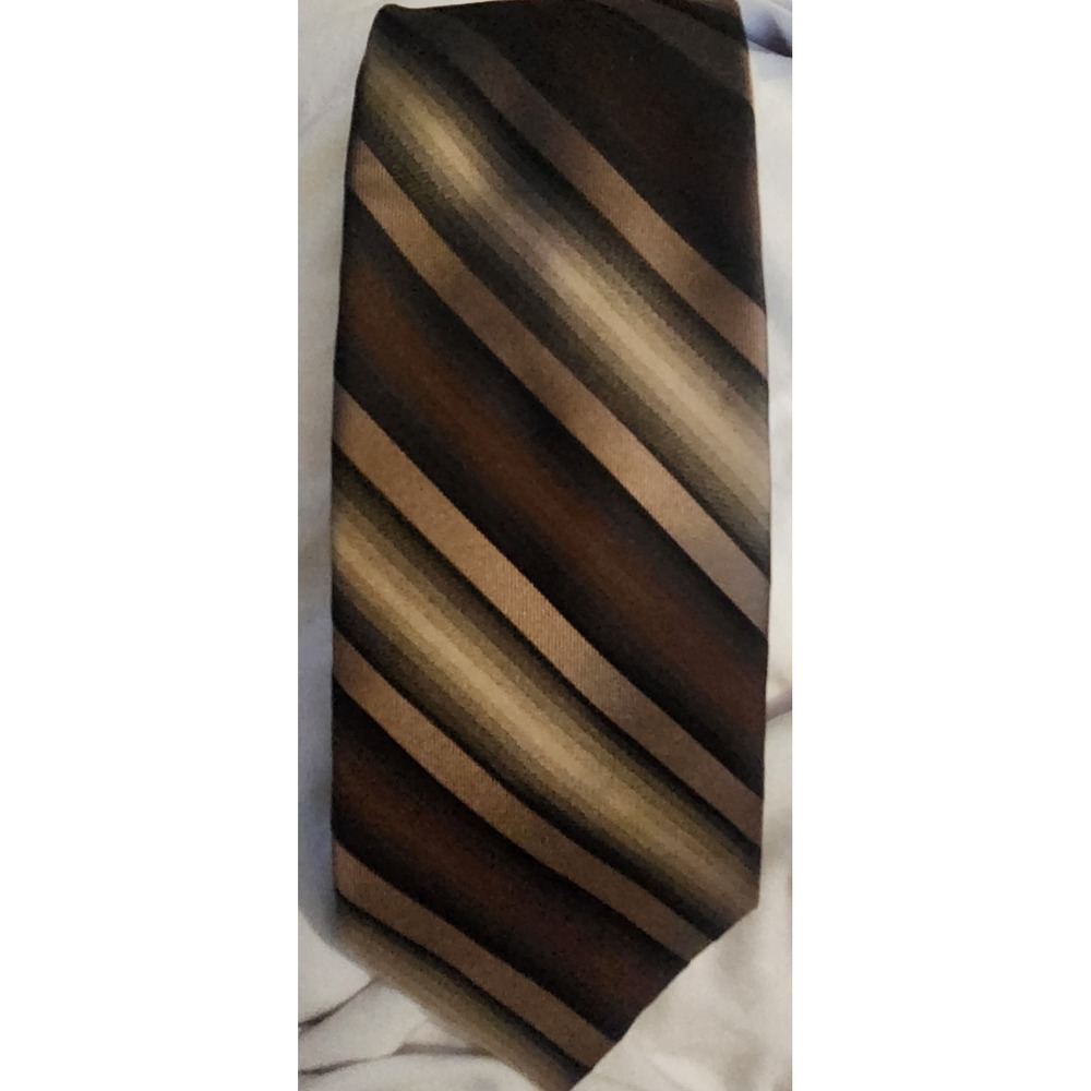 Via Europa Fine Neckwear (WPL 2851) Men's 100% Silk Striped Tie - Brown/Black